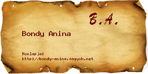 Bondy Anina névjegykártya